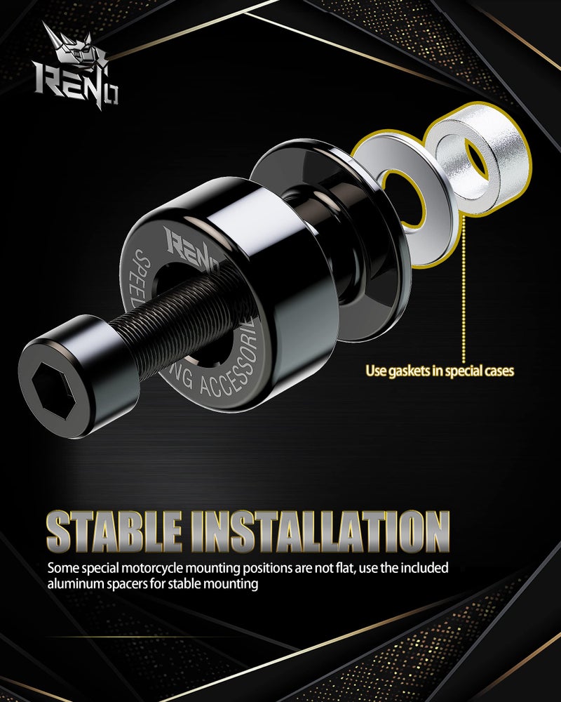 رينو RENO SP1-M8 الألومنيوم للدراجات النارية Swingarm Spools Slider PRO متوافق مع نماذج مختارة (أسود، 2 قطعة) - Image 4
